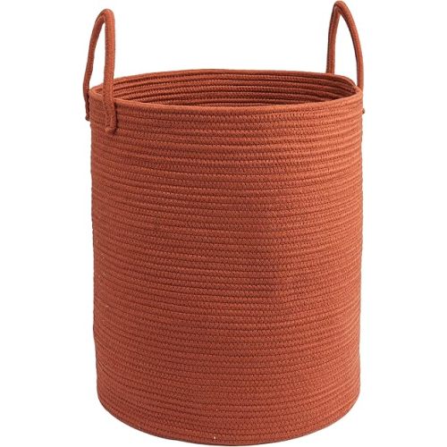 Woven Cotton Rope Laundry basket-15”X20” Laundry Hamper-Rope Storage Basket for Dirty Clothes, Toys and Blankets Perfect for Bathroom, Baby nursery and Living Room Storage (rustic)
