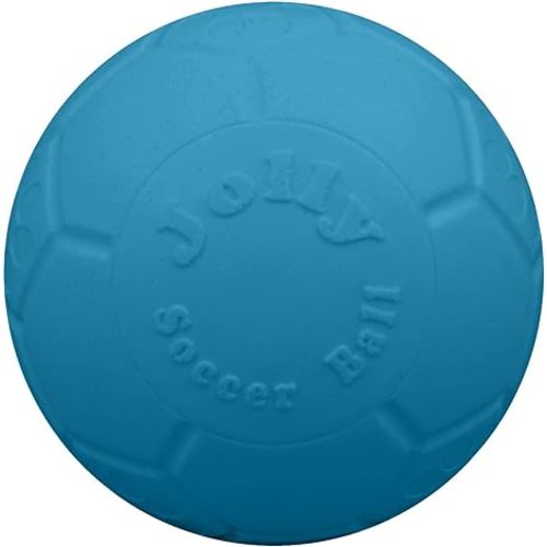 Jolly Pets Large Soccer Ball Floating-Bouncing Dog Toy, 8 inch Diameter, Ocean Blue