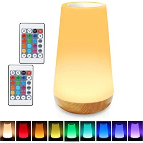 Taipow LED Night Light, Bedside Table Lamp for Baby Kids Room Bedroom Outdoor, Dimmable Eye Caring Desk Lamp with Color Changing Touch Senor Remote Control USB Rechargeable