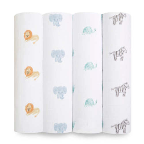 Animal Kingdom Organic Muslin Swaddle 4pk | aden + anais