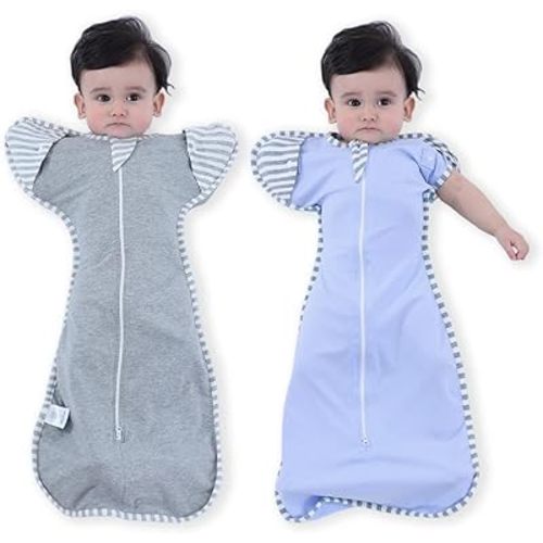 2 Pack Sleeping Blanket Sack with High Sleeve,Transitions to Arms-Free Wearable Sleeping Bag for Baby pacify