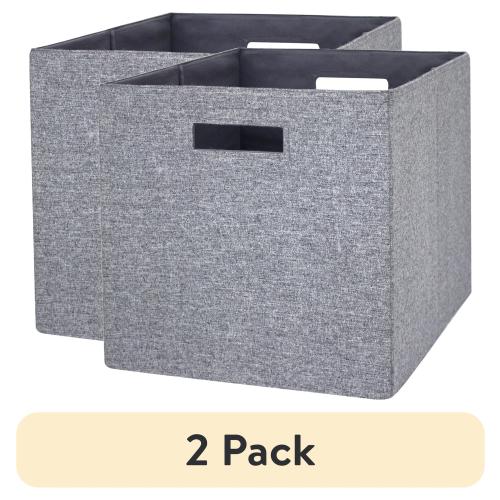 (2 pack) Better Homes & Gardens Collapsible Fabric Cube Storage Bin, Gray