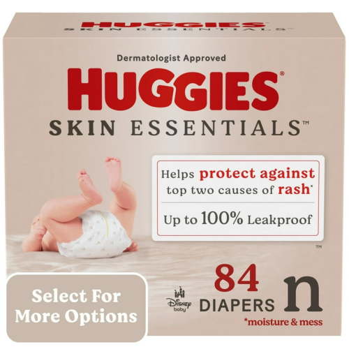 Huggies Skin Essentials Baby Diapers, Size Newborn (6-9 lbs), 84 Ct (Select for More Options)