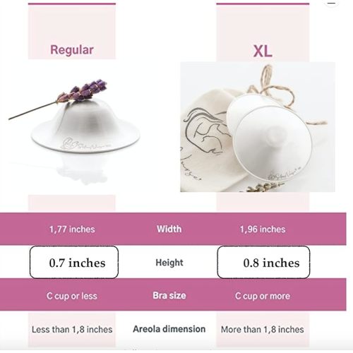 Silver Nursing Cups Nipple Cover Nipple Soother for Newborn Breastfeeding Moms, The Original 925 Silver Nursing Cups - 2 Count (Pack of 1)