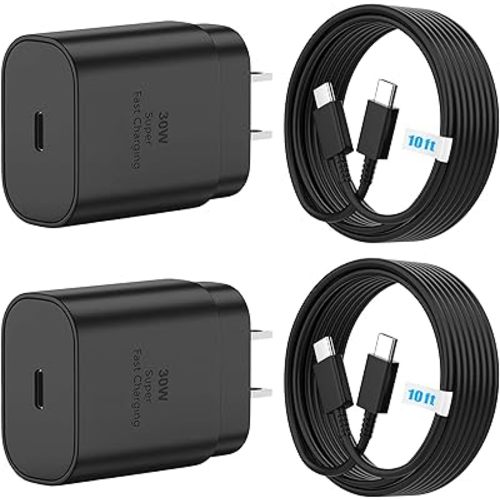 iPhone 15 16 Charger, 2-Pack 30W Super Fast Charging, USB C Block Type C Cable Cord 10ft for iPhone iPhone 16,16 Plus,16 Pro,16 Pro Max, iPhone15, iPad Pro 12.9/11, Galaxy S24,S23 S22 S21