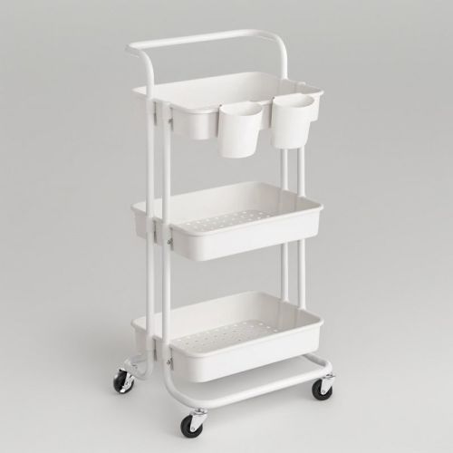 Songmics Metal Rolling Cart 3-tier Storage Cart Utility Cart Black