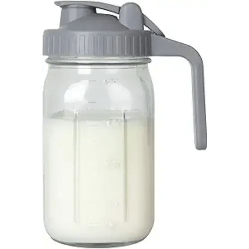 OneDream Breast Milk Pitcher 32oz Glass Pitcher with Lid, Formula Pitcher Leakproof Drip-Free Spout, Wide Mouth Mason Jar Pitcher for Easy Pouring, Dishwasher Safe Breastmilk Storage Pitcher