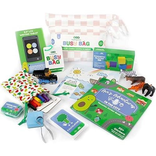BapronBaby Feeding Littles Busy Bag (Black Checkerboard) - Toddler Travel Activity Kit, Restaurant Activity Kit for Independent and Family-Wide Play, Age 3+
