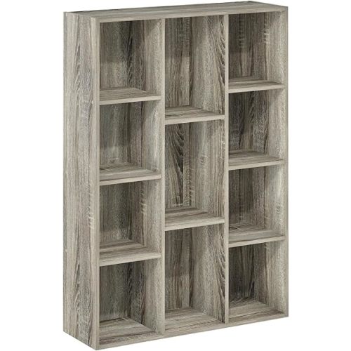 Furinno Luder 11-Cube Reversible Open Shelf Bookcase, Bookshelf, French Oak