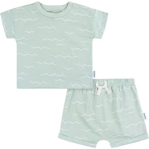 Gerber Baby Boys T-Shirt and Shorts Set, Waves, 3-6 Months