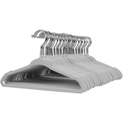 Stormix Baby Velvet Hangers, 50 Pack Children's Clothes Hangers Non-Slip Kids Hangers for Infant/Toddler Gray