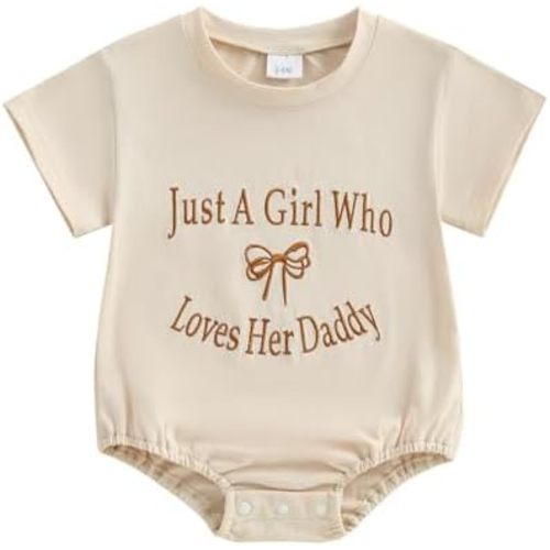 Newborn Baby Girl Romper Summer Clothes Bow Letter Embroidery Short Sleeve Bubble Romper Bodysuit T Shirt