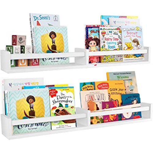 32 Inches Nursery Book Shelves Set of 2,Wall Bookshelves for Kids,Floating Nursery Shelves White (32inches Set of 2 White)