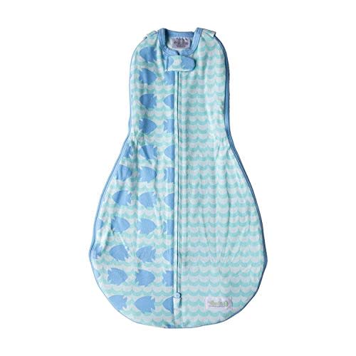 Woombie Grow with Me Baby Swaddle, Convertible Swaddle Fits 0-9 Months, Expands to Wearable Blanket for up to 18 Months, Fishy
