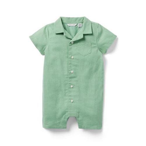 Newborn Faded Jade The Cabana Baby Romper - 3-6 Months