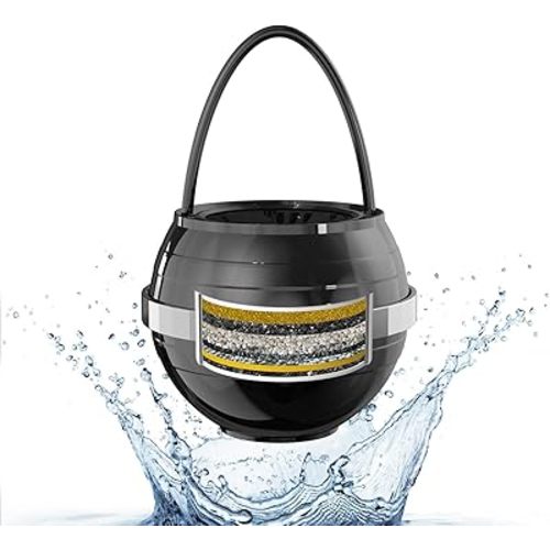 Bath Ball Bathtub Water Filter for Tub with Overflow,2,500 Gallons of Filtration,8 Stages Bath Filter,Remove contaminants,Chlorineand Fluoride,HardWater Softener,BPA Free(Upgrade Version),Black