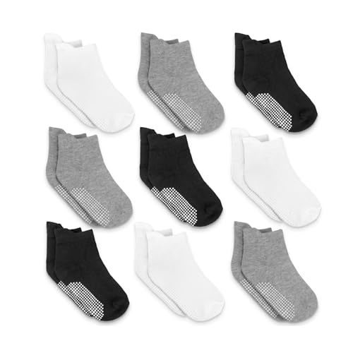 Infinno Baby Non Slip Ankle Socks 9 Pairs - Toddler Socks with Grips for Kids, Infants Boys and Girls 6-24 Months, 1T-7T