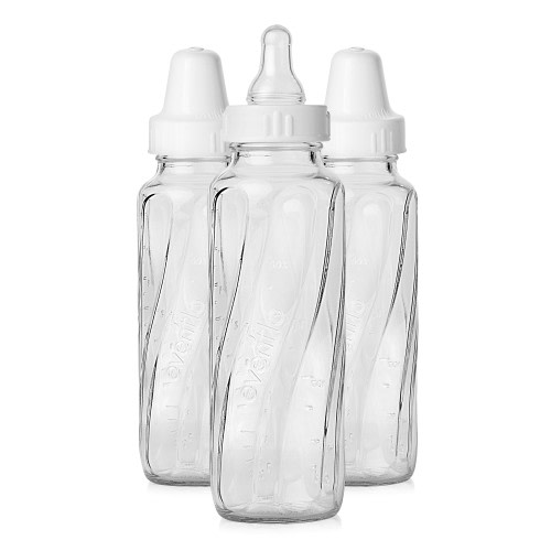Evenflo Classic 8oz 3-Pack BPA-Free Glass Baby Bottles: Vented, Infant Essential and Easy Latch