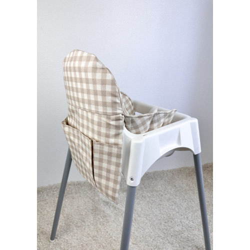 Neutral Gingham IKEA ANTILOP Cushion, Ikea Antilop Storage Pocket, Liner for Ikea Antilop Feeding Highchair, Ikea wooden footrest