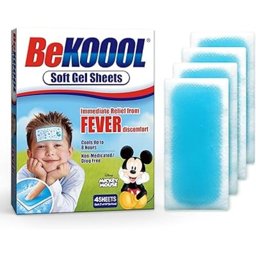 BEKOOOL Soft Gel Sheets for Kids for Cooling Relief from Fever discomfort | 4 Count