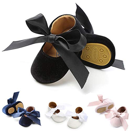 KIDSUN Infant Baby Girls Mary Jane Shoes Non-Slip Rubber Sole Ballet Slippers Princess Dress Wedding Shoe Newborn Crib Shoes First Walkers Shoes