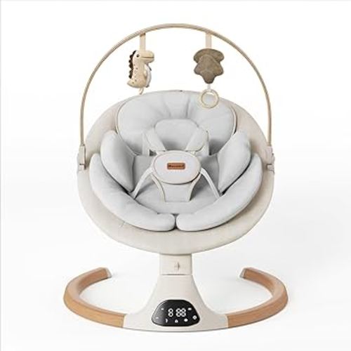 Baby Swings for Infants, Monamii Baby Swing, Bluetooth Infant Swing with Music Speaker, 5 Speeds and Remote Control, Electric Swing for Baby, Portable Baby Swing, Indoor & Outdoor Use