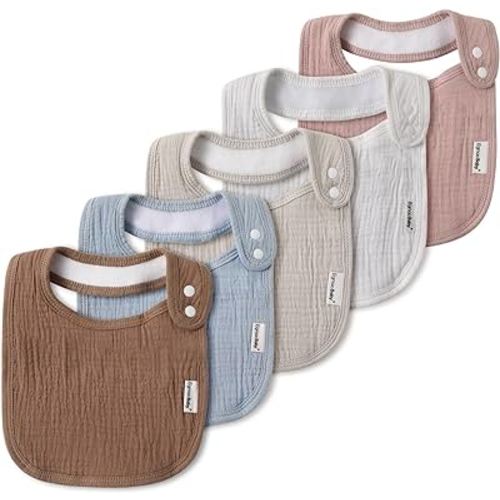 Muslin Bibs for Baby Boys Girls,Organic Muslin Baby Bib for Drooling and Teething,Soft Bandana Drool Bibs 5 Pack