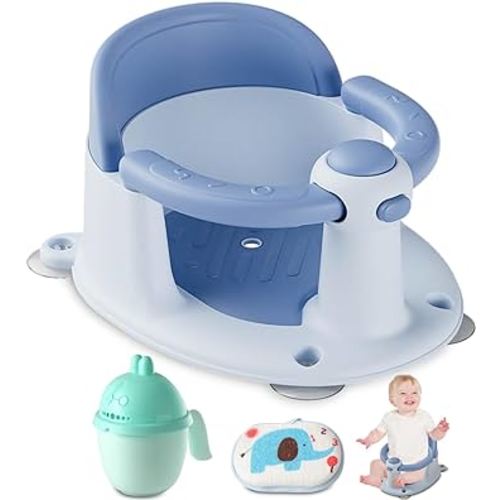 Baby Bath Seat, Baby Bathtub Seat for 6 Months & Up, Infant Bath Seat with Secure Suction Cups, Non-Slip Toddler Bath Seat Cute Blue