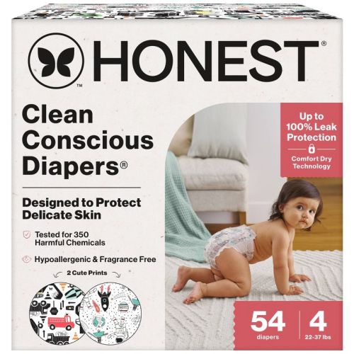 The Honest Company Clean Conscious Diapers Space Travel + Big Trucks - Size 4 - 54ct