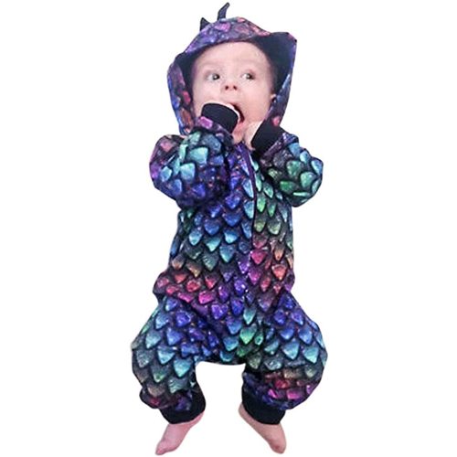 Newborn Infant Baby Boys Girls Cartoon Dragon Dinosaur Hooded Romper Onesies Jumpsuit Pajamas Outfits (Multicoloured, 0-6Months)