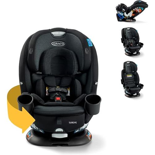 Graco Turn2Me 3-in-1 Rotating Convertible Car Seat, Cambridge, Rear-Facing Rotation Only, Forward-Facing Mode, Highback Booster Up to 100 lbs, Adjustable Headrest & Harness, Steel Reinforced Frame