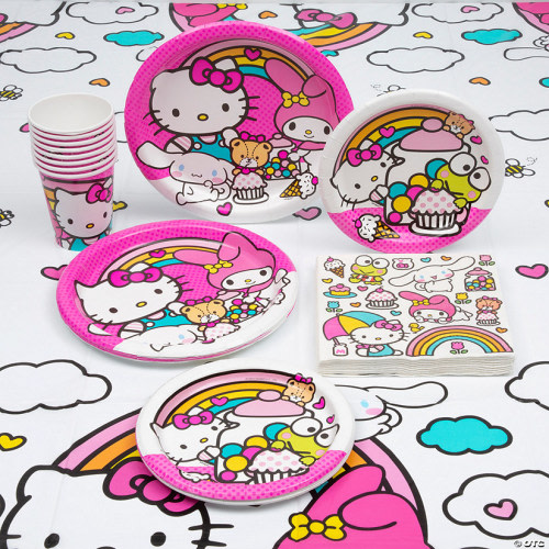 107 Pc. Hello Kitty & Friends Disposable Party Tableware Kit for 24 Guests | Oriental Trading