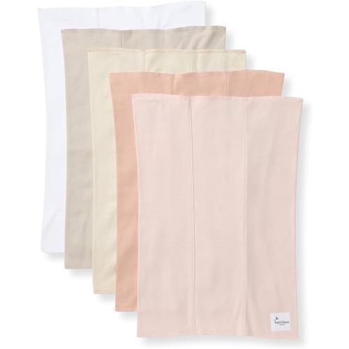Burt's Bees Baby Infant Burp Cloths, 100% Organic Cotton Extra Absorbent Soft Fabric Drool Cloths, 5-Pack Newborn Must-Have Essential Large Burping Cloths, One Size 17 x 11.75 Inches