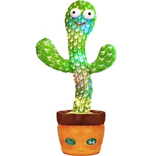 Keculf Talking Cactus Toy with LED 120 English Songs, Singing Musical Toy, Tummy Time Toy Baby Mimicking Repeats What You Say (Audio Recording & Retelling)