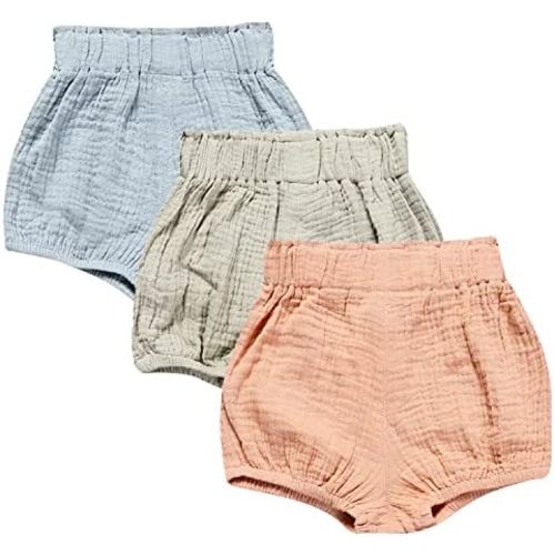 3PC Shorts Set Newborn Baby Girls Boys Pants Cotton Linen Blend Cute Floral Bloomers Triangle Shorts