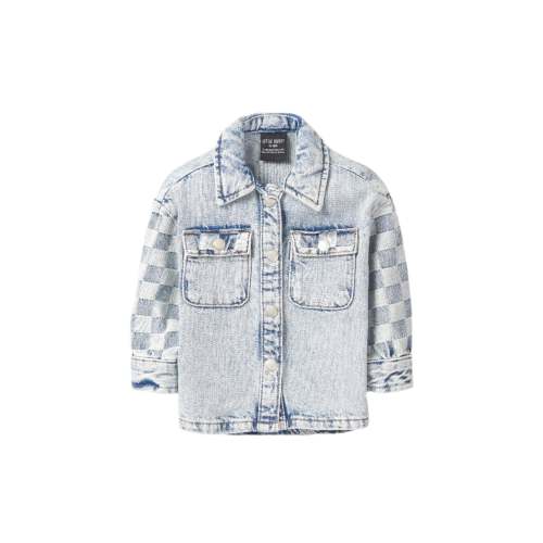 Checkered Denim Shacket - Light Wash