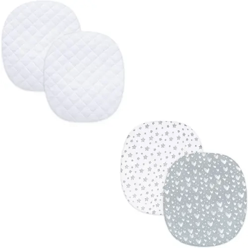 100% Viscose Made from Bamboo Bassinet Mattress Protector, Viscose Made from Bamboo, Quilted Mattress Cover and 100% Jersey Knit Cotton Bassinet Sheets for Graco Pack ‘n-Play Dome LX Bassinet