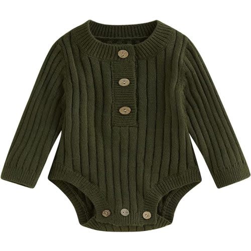 FYBITBO Baby Girl Boy Sweater Knit Oversized Pullover Sweatshirt Romper Onesie Warm Fall Winter Clothes Outfit Newborn - U-army Green - 0-3 Months
