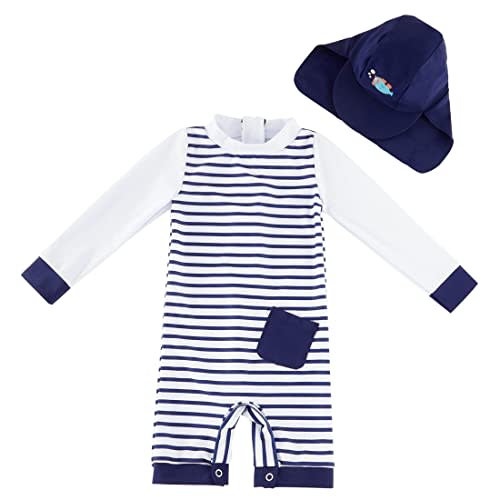 UMELOK Baby Boys UPF 50+ Sun Protection One Piece Rashguard Swimsuit with Snap Bottom