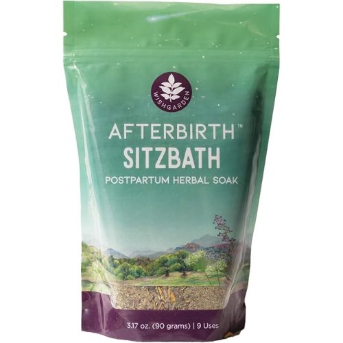 WishGarden Herbs AfterBirth Sitzbath Postpartum Herbal Soak - Herbal Postpartum Sitz Bath with Witch Hazel, Calendula, Gotu Kola & Plantain, Soothes Discomforts & Strengthens Delicate Tissues, 3.17oz