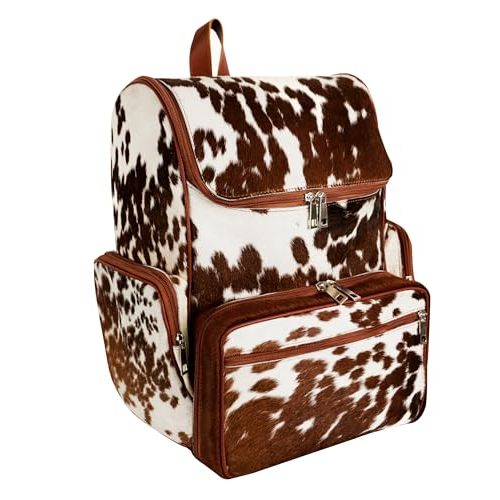 SKY-SELLER Leather Diaper Bag Backpack Maternity Leather Travel Backpack for Teen Girls & Boys - Multifunction Cow Print Baby Diaper Bags