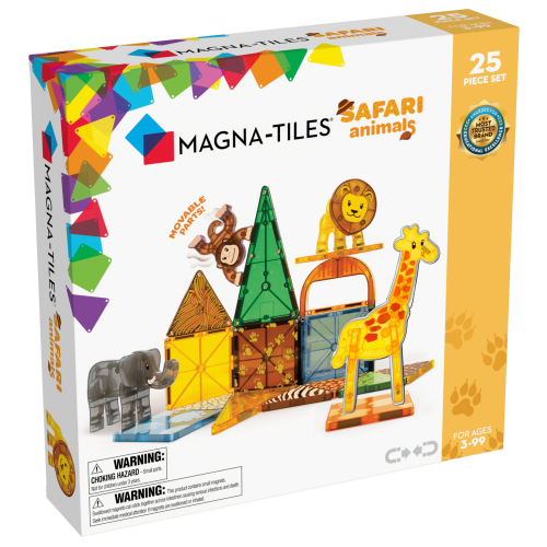 MAGNA-TILES Safari Animals 25-Piece Magnetic Set with 4 Figurines