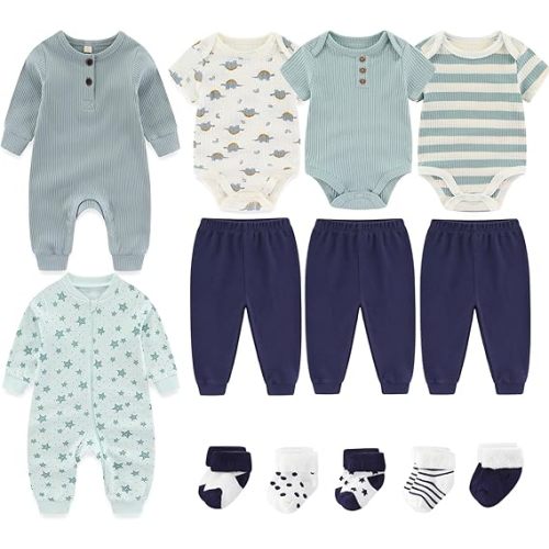 Baby Bodysuit and Pant Sets Ribbed Romper Soft Newborn Boy Girl Clothes Outfits Layette Gift Set