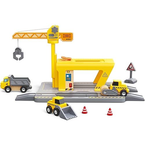 Hape Construction Crane for Kids | Expanding Set for Creative Play