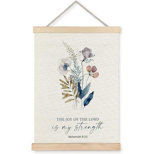 Supwhd Christian Wall Decor, the Joy of the Lord is My Strength Bible Verses Wall Decor, Scripture Wall Art for Bedroom Living Room Office 12x16