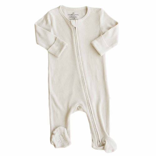 Eggshell Waffle Bamboo Zipper Footie
