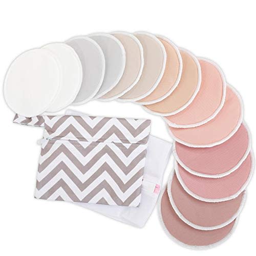 Reusable Nursing Pads for Breastfeeding - 4-Layers Organic Bamboo Nursing Pads - Breastfeeding Pads - Washable Breast Pads - Natural Bamboo Maternity Pads, Nipplecovers (Lovelle, Large 4.8")