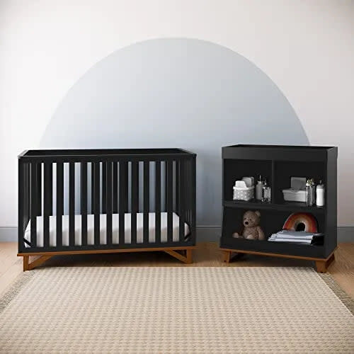 Santa Monica 5-in-1 Convertible Crib - Black/Vintage Driftwood