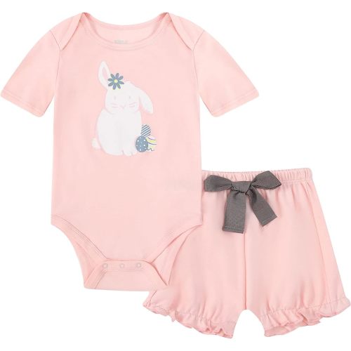 V.&GRIN Baby Boys Girls Cotton Outfits, Unisex Summer Cute Newborn Bodysuit and Shorts Clothes Sets for 0-24 Month