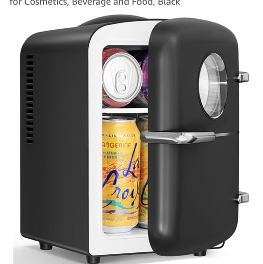 Amazon.com: Antarctic Star Mini Fridge, 4L Capacity/6 Cans Portable Cooler and Warmer Compact Refrigerator, for Bedroom,Car,Office and Dorm, Small Cooler and Warmer for Cosmetics, Beverage and Food, Black